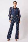Getty Ponte Pants in Navy Check