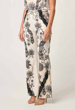 Leandro Contrast Lace Linen Viscose Stretch Pant in Imperial Stone