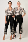 Helm Embroidered Linen Viscose Pant in Black