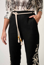 Helm Embroidered Linen Viscose Pant in Black