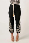Helm Embroidered Linen Viscose Pant in Black