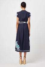 Delray Embroidered Linen Viscose Dress in Lapis