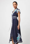 Delray Embroidered Linen Viscose Dress in Lapis