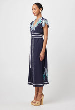 Delray Embroidered Linen Viscose Dress in Lapis