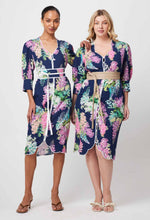 Augustine Embroidered Linen Viscose Dress in Navy Wisteria