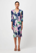 Augustine Embroidered Linen Viscose Dress in Navy Wisteria