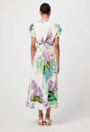 Cristina Linen Viscose Embroidered Maxi Dress in Wisteria Alba