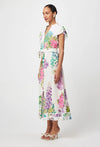 Cristina Linen Viscose Embroidered Maxi Dress in Wisteria Alba