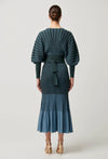 Equinox Wool Cotton Knit Dress in Bluestone