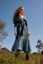 Equinox Wool Cotton Knit Dress in Bluestone