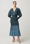 Equinox Wool Cotton Knit Dress in Bluestone