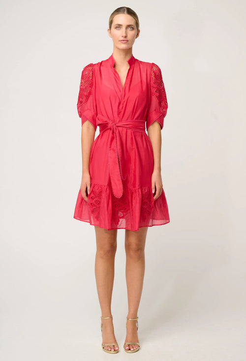 Jamila Silk Cotton Dress in Ruby