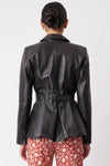 Loren Leather Blazer in Black