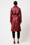 Astra Leather Trench Coat in Scarlet