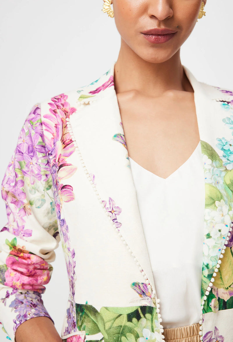 Bahia Stretch Linen Viscose Blazer in  Wisteria Alba