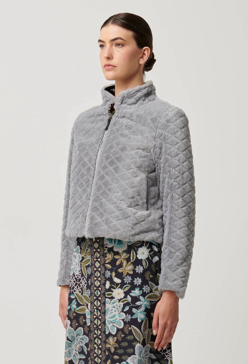 Rylie Reversible Print & Faux Fur Jacket in Dahlia Fields