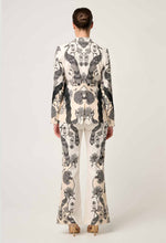 Leandro Contrast Lace Linen Viscose Stretch Blazer in Imperial Stone