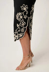 Cascadia Embroidered Linen Viscose Midi Skirt in Black