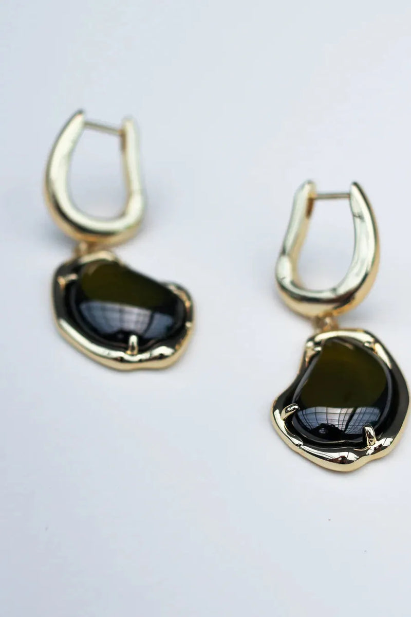 Bean Charm Earrings 18K Gold Plating