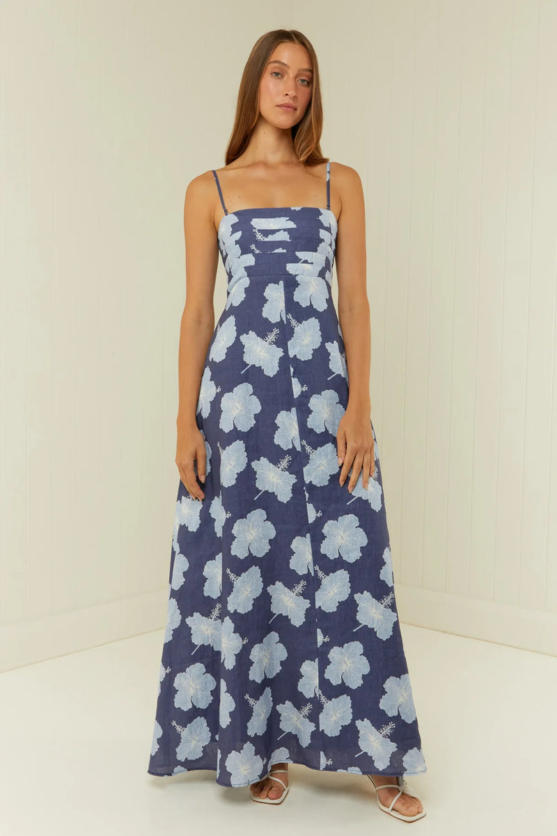 Primrose Dress Blue Hibiscus