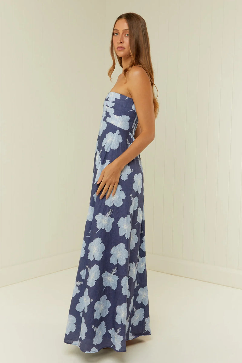 Primrose Dress Blue Hibiscus