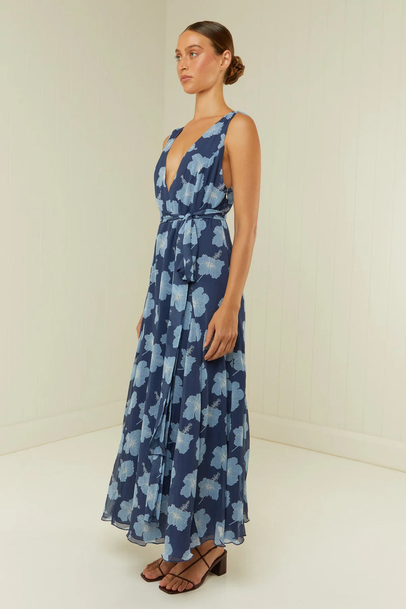 Viola Dress Blue Hibiscus