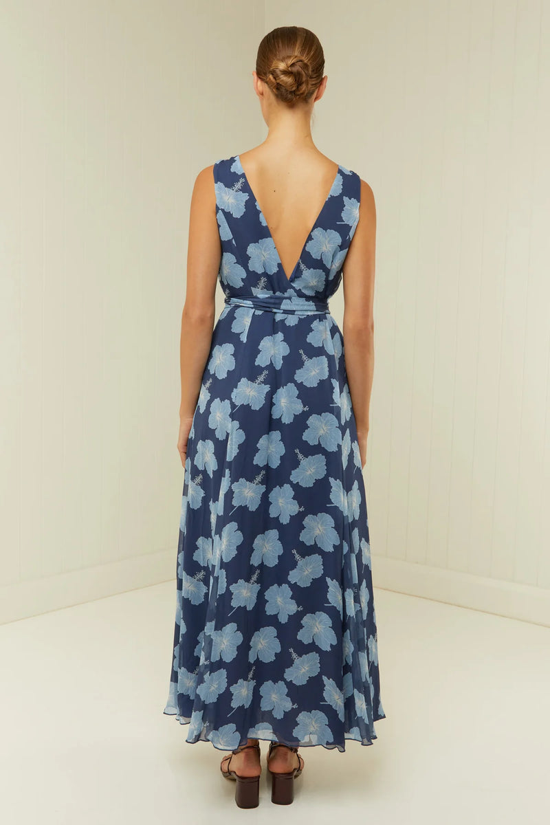 Viola Dress Blue Hibiscus