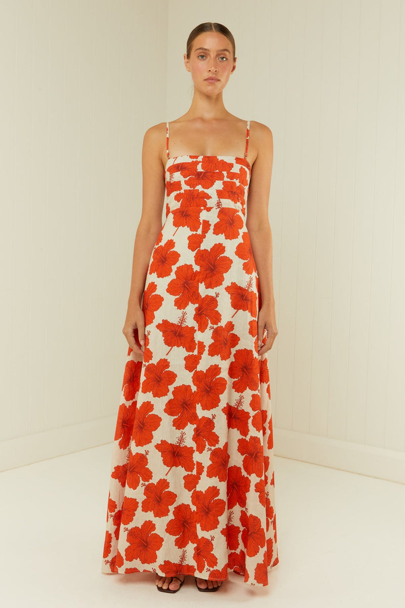 Primrose Dress Red Hibiscus