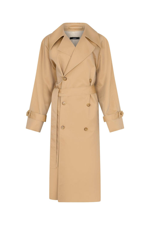 Longerline Gabardine Trench Tan