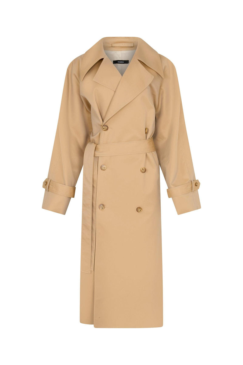 Longerline Gabardine Trench Tan