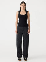 Low Scooped Rib Tank Black