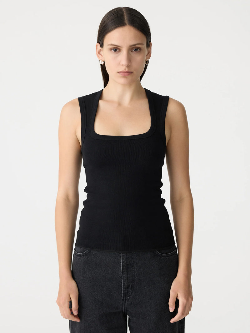 Low Scooped Rib Tank Black