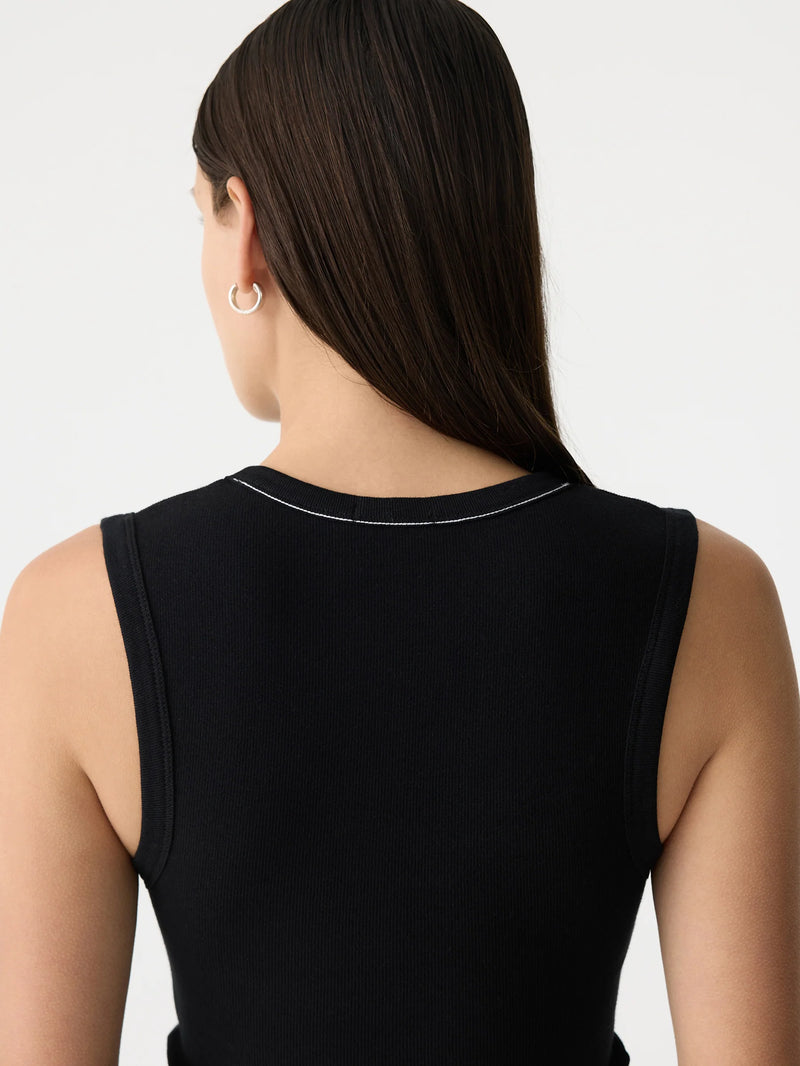 Low Scooped Rib Tank Black