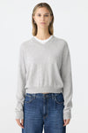 Wool Cashmere V Neck Knit Grey Marl