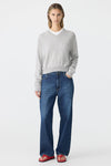 Wool Cashmere V Neck Knit Grey Marl