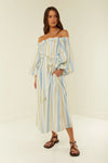 Sicily Dress Blue Yellow Stripe