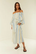 Sicily Dress Blue Yellow Stripe