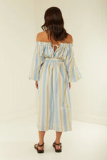 Sicily Dress Blue Yellow Stripe