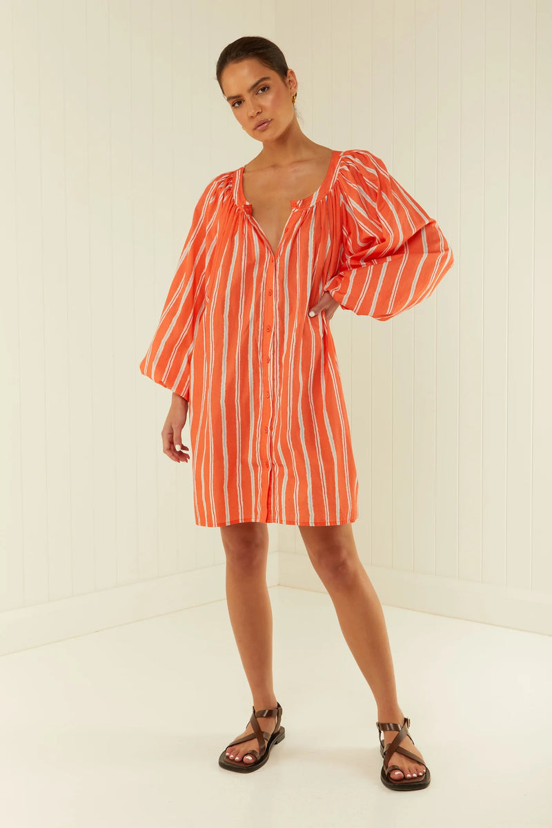 Sardinia Dress Orange Stripe