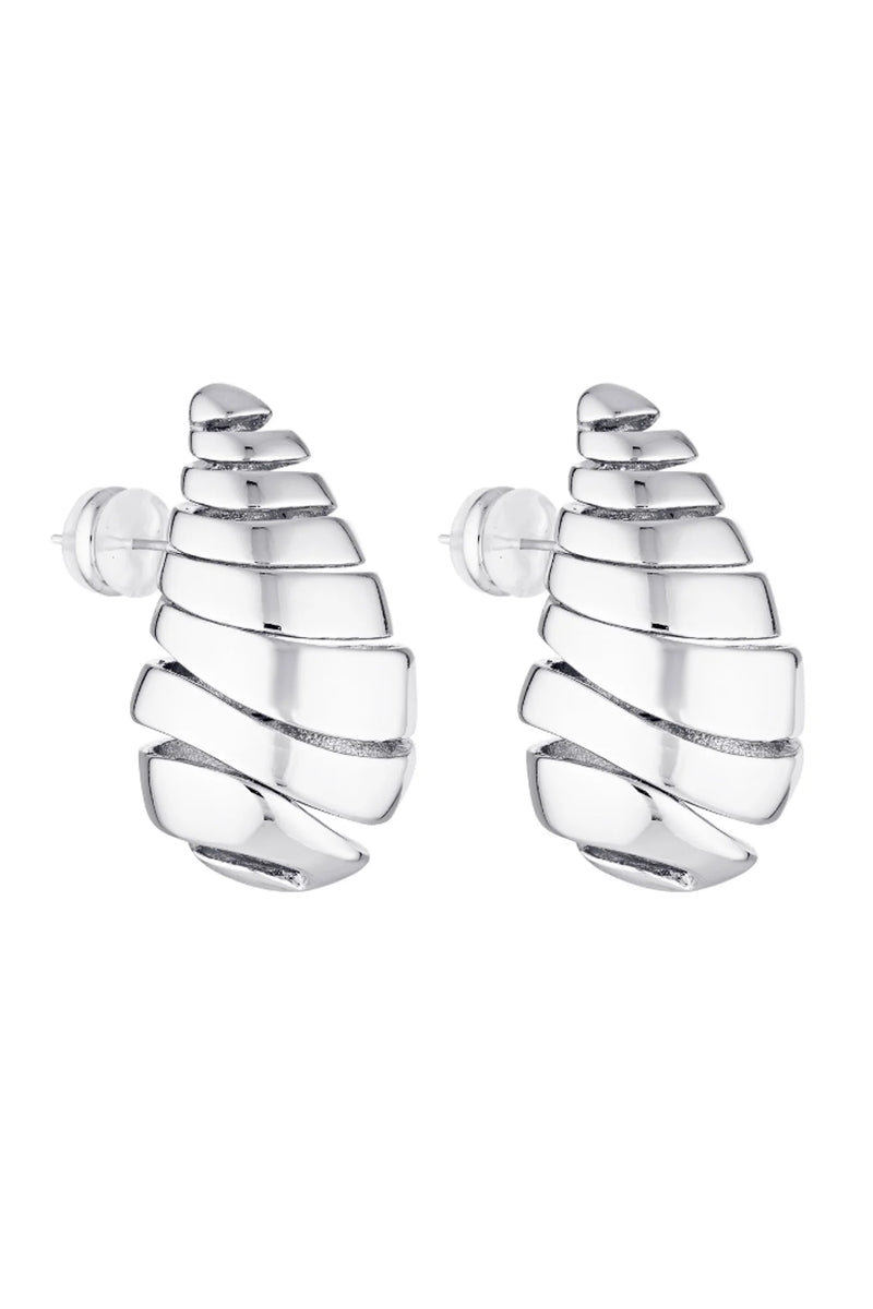 Blob Earrings Spiral Silver