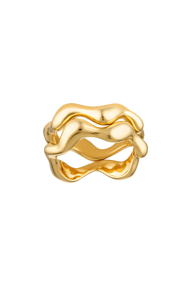 Wiggle Ring Set Gold