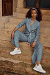 Panama Linen Viscose Blazer in Del Mar Stripe