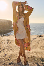 Coastal Granny Maxi Cardigan Mustard