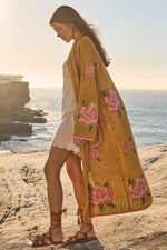 Coastal Granny Maxi Cardigan Mustard