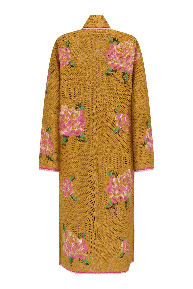 Coastal Granny Maxi Cardigan Mustard