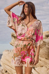 Floridian Lace Mini Dress Coral