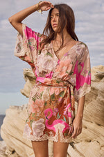 Floridian Lace Mini Dress Coral