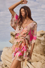 Floridian Lace Mini Dress Coral