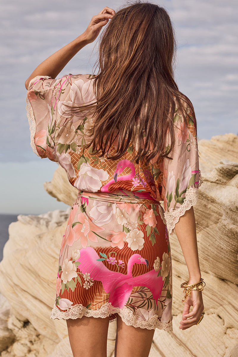 Floridian Lace Mini Dress Coral