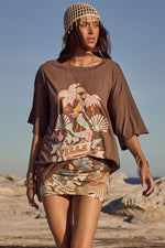 Villa Tropic Oversized Biker Tee Coffee